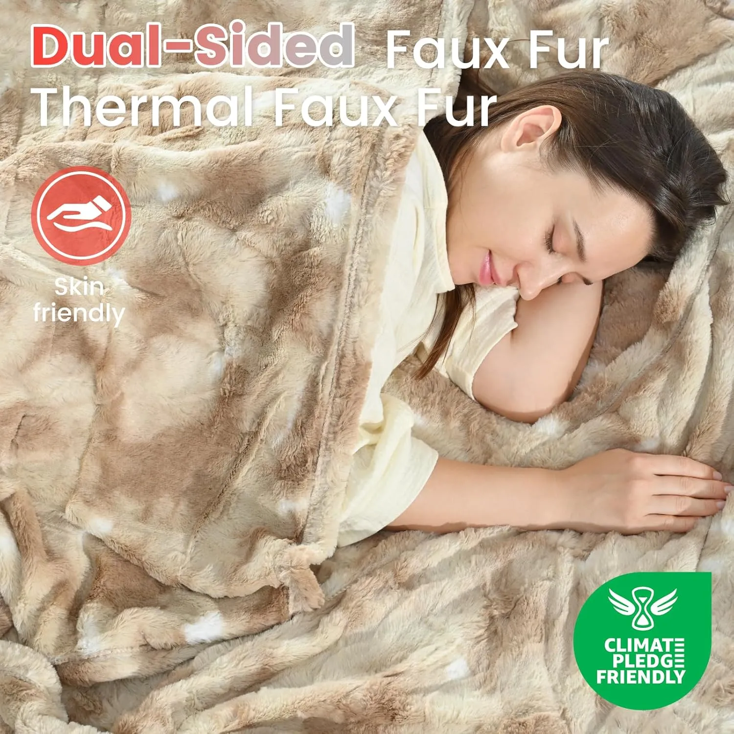 Sunable Heated Electric Blanket - Machine Washable Blanket with Time Settings 10 Heat Settings Full Size 7784 inches Beige - Faux Fur
