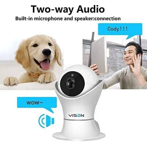 VINSION HD 1080p Pet Camera，Dog Camera 360° Pet Monitor Indoor Cat Camera with Night Vision and Two Way Audio