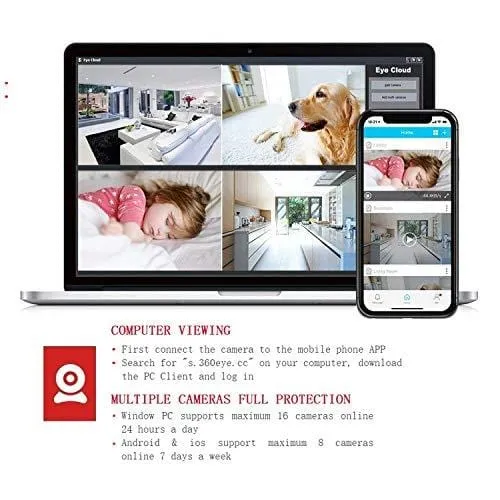 VINSION HD 1080p Pet Camera，Dog Camera 360° Pet Monitor Indoor Cat Camera with Night Vision and Two Way Audio