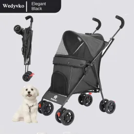 Wheel Pet Dog Stroller with Rotating Wheels &amp; Brakes